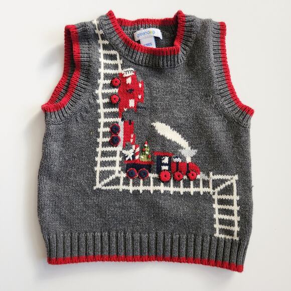 Vintage Greendog Holiday Train Sweater Vest | Baby 12 Months | Christmas Classic - Picture 4 of 7
